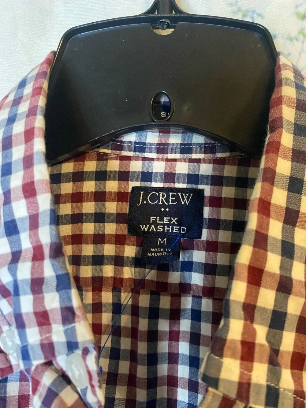J. Crew Men's Navy, Red and White Gingham Button-Down Shirt